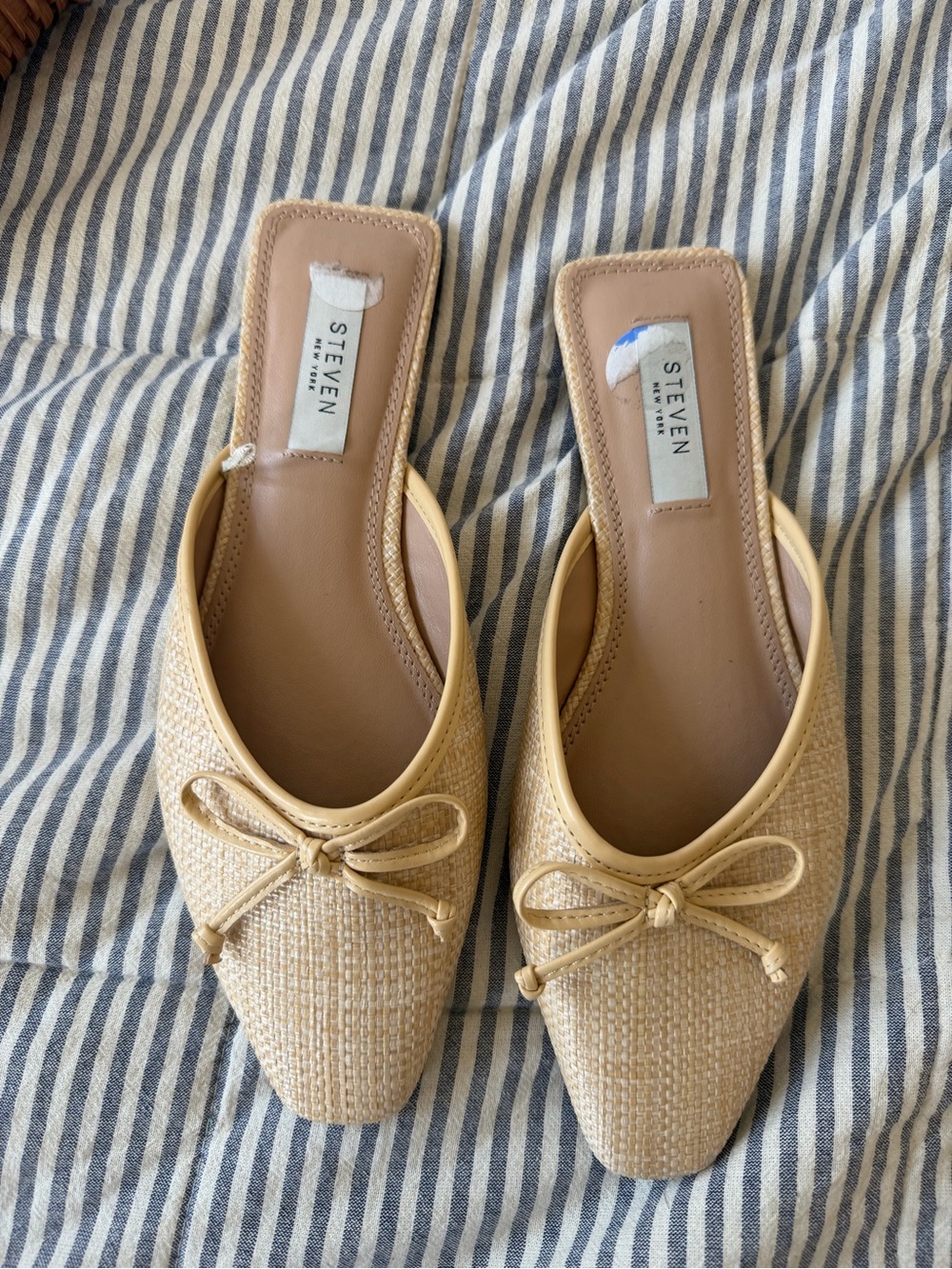 Steven Steve Madden Natural Raffia Mule Flats Beige